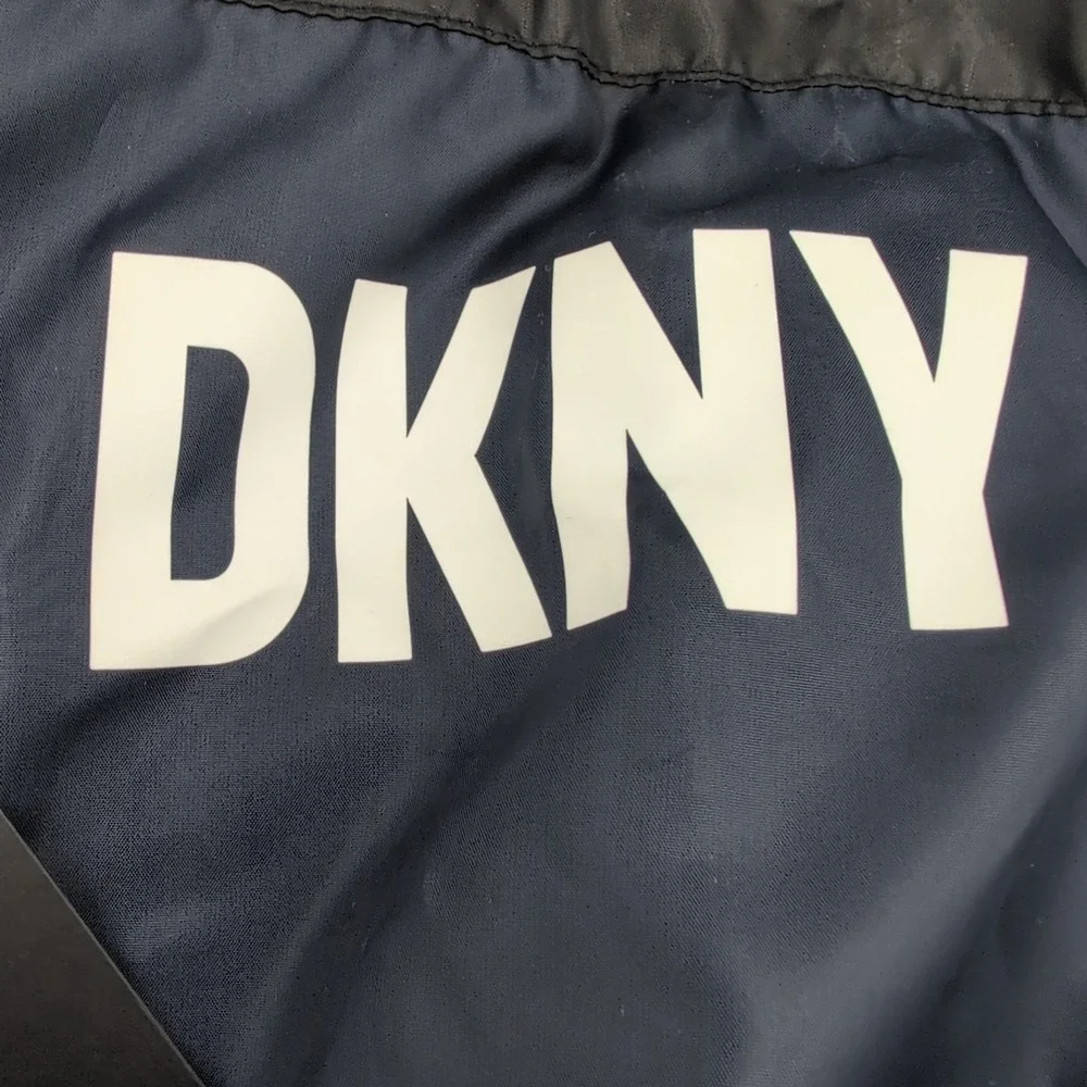 DKNY Color Block Navy Blue Red Puffer One Piece Romper Jumpsuit Small Dog - New